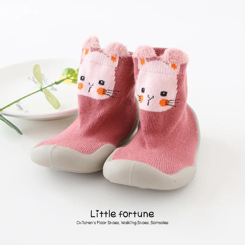 Zapatos de bebé Primeros pasos para niños pequeños Botas de punto para bebés y niñas Suela de goma suave antideslizante Zapatos informales de piso Descalzos