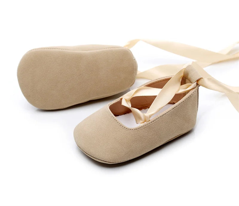 Fashion Newborn Baby Girl Shoes First Walkers Moccasins Cross Ribbon Princess Dance Soft Sole Infant Toddler Shoes Footwear