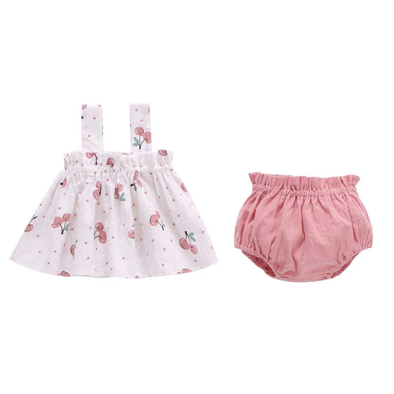 Lawadka Summer Thin Newborn Baby Clothes For Girls Set Print Mini Dress And PP Shorts 2Pcs Set Infant Baby Clothing Outfit 2024