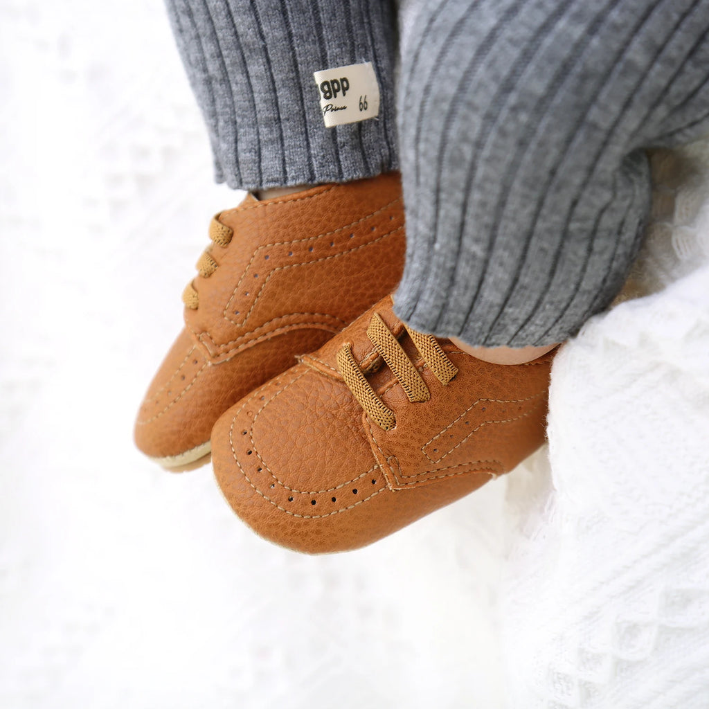 New Baby Shoes Leather Dress Shoes Baby Boy Girl Shoes Rubber Sole Anti-slip Toddler First Walkers Newborn Crib Shoes Moccasins