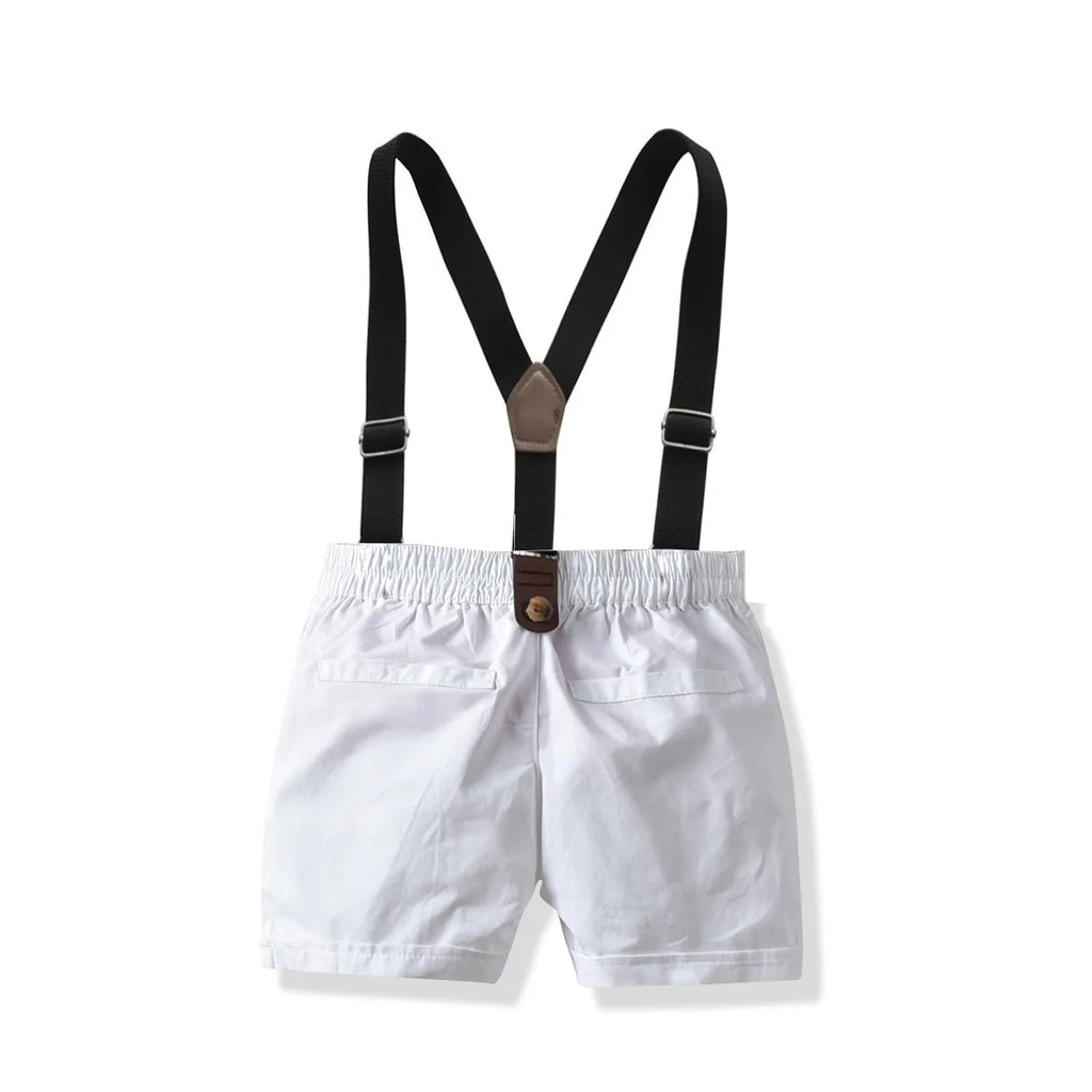 Jungen Shorts Set Kleidung Baumwolle Gestreift Kurzarm-Shirt Weiß Kurze Vierteiliges Set Babykleidung
