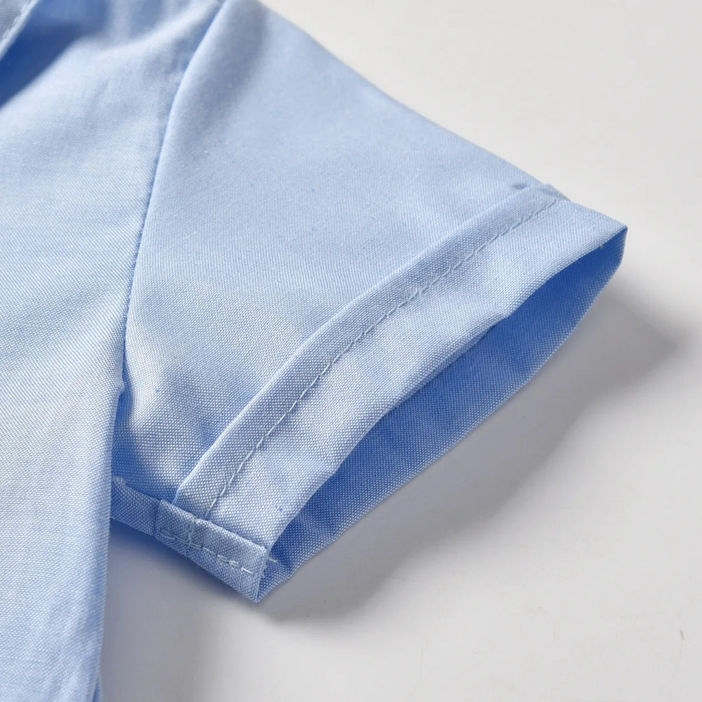 Zweiteilige Baby-Jungen-Gentleman-Fliege, einfarbig, kurze Ärmel, Shorts, Sommer-Baby-Kleidungsset, Kinderboutique-Kleidungsset