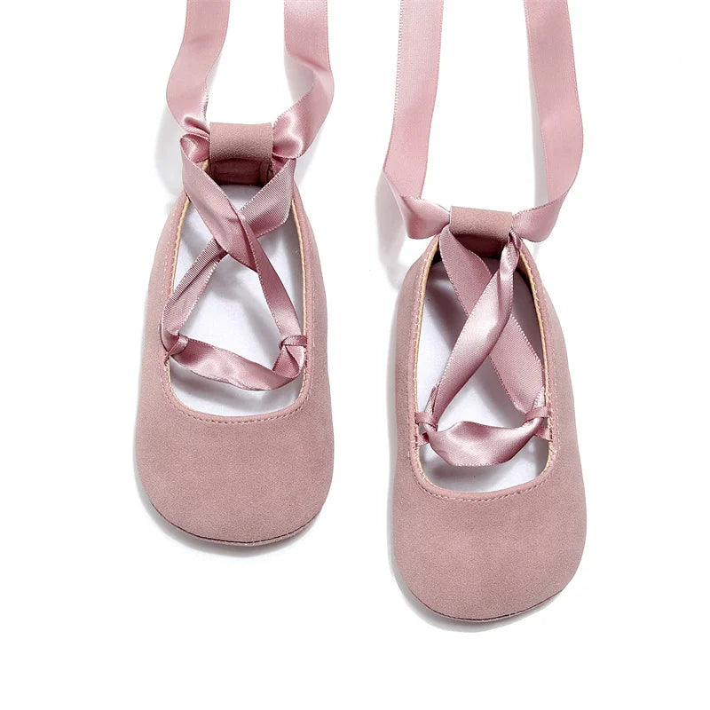 Fashion Newborn Baby Girl Shoes First Walkers Moccasins Cross Ribbon Princess Dance Soft Sole Infant Toddler Shoes Footwear
