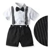 Two Pieces Baby Boys Gentleman Plain Bow Tie Short Sleeve Shorts Summer Baby Clothing Set Kids Boutique Clothing Set