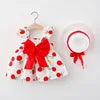 Baby Clothing Sets Summer Sleeveless Beach Thin Light Sweet Kids Floral Cheap Flower Cotton Toddlers Girls Casual Dress With Hat