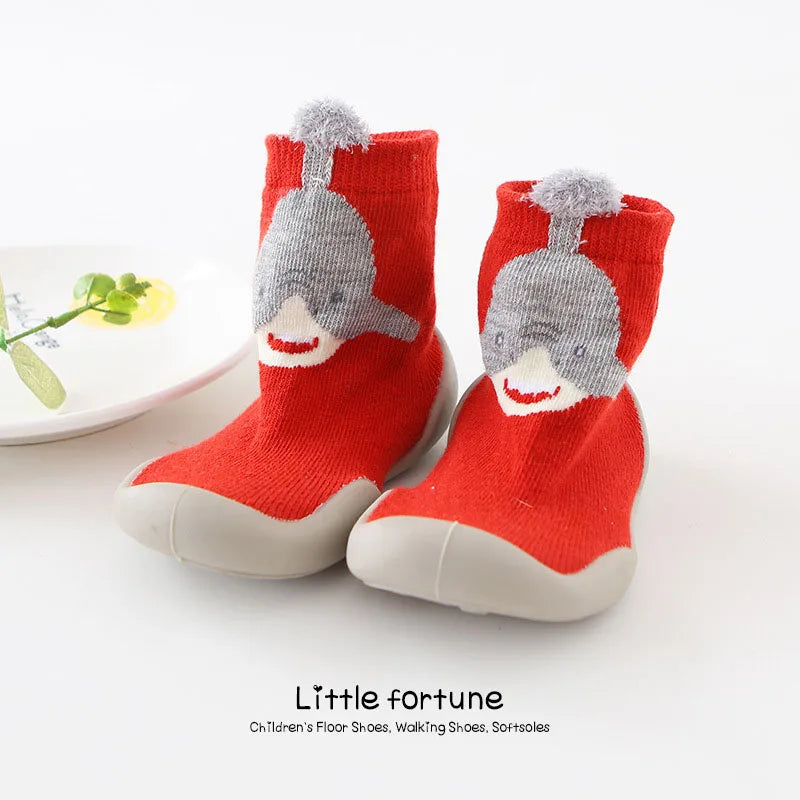 Zapatos de bebé Primeros pasos para niños pequeños Botas de punto para bebés y niñas Suela de goma suave antideslizante Zapatos informales de piso Descalzos
