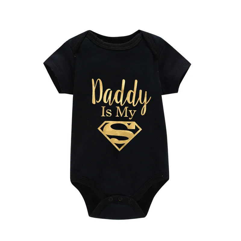 Mameluco de bebé, ropa para bebés recién nacidos, niños y niñas, papá de oro es mi héroe, estampado divertido, mono de bebé, lindo body casual de bebé