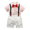 Boys Shorts Set Clothes Cotton Striped Short-sleeved Shirt White Short Four-piece Set Child Baby Clothing