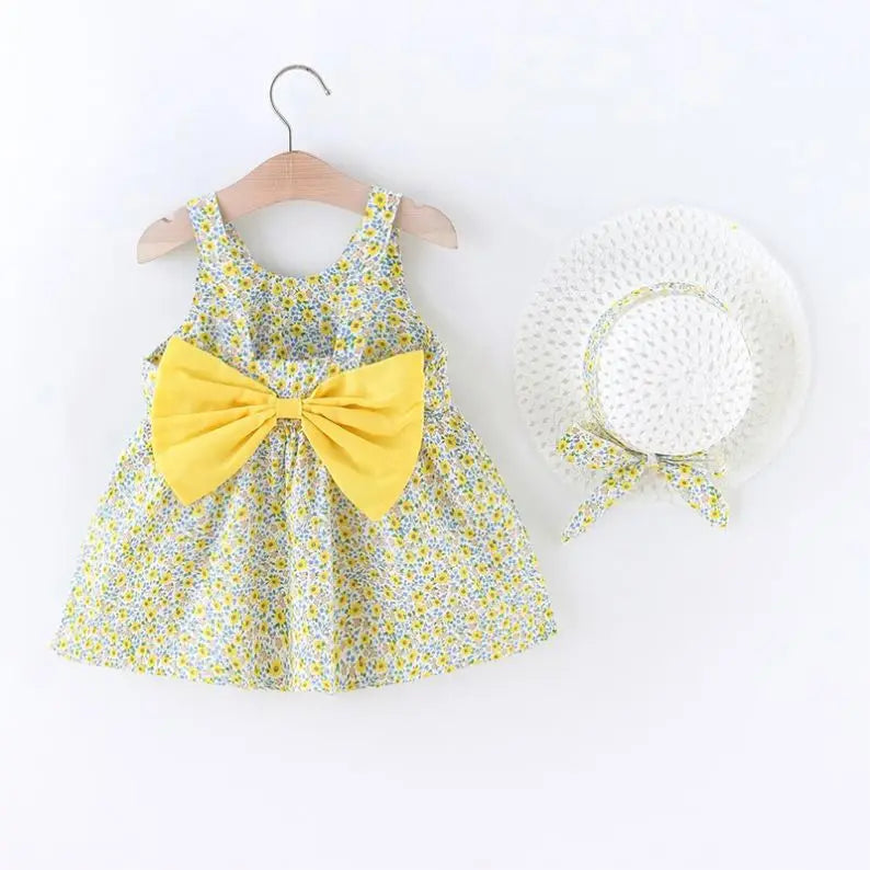 Sommerliches, ärmelloses Blumenkleid aus Baumwolle für Mädchen ODM Babykleidung mit Blumendekoration Kleinkinder Kinderkleidung