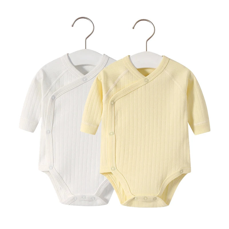 2pcs/lot Newborn Baby Clothes Rompers Cotton Infant Long Sleeves Autumn Girls Robe Solid Color Overalls Boys Ropa Bebe Clothing
