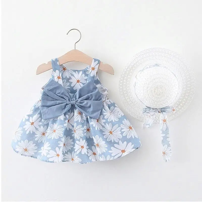 Sommerliches, ärmelloses Blumenkleid aus Baumwolle für Mädchen ODM Babykleidung mit Blumendekoration Kleinkinder Kinderkleidung