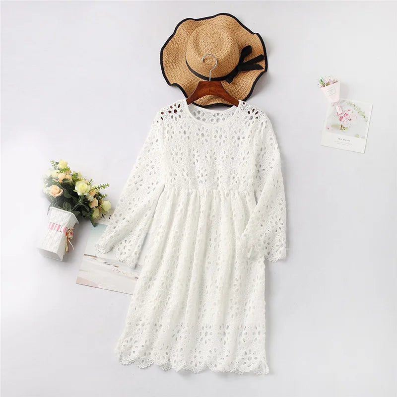 Mom and Daughter Dress Spring Fashion Mother Daughter Dresses Family Matching Cotton Outfits Girls Baby Clothing 1-9 Years Old