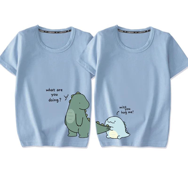 2022 Mother Kids Family Matching Outfit T-Shirts Clothes 100% Cotton Short Sleeve Dinosaurs Cartoon Parent Girls Boys Clothing
