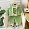 2025 Winter Casual Baby Clothing Set 3pcs Kids Bear Pattern Hooded Coat Warm Outfits for Children