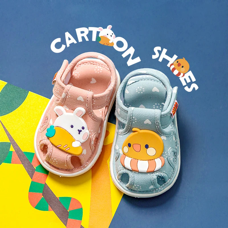 2023 Babyschuhe mit Sound süße Bibi Kleinkinderschuhe für Kinder Zeichentrick-Jungen-Sandalen für Mädchen Hasen-Infantil-Hausschuhe