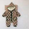 Unisex Winter Baby Clothing New Born Infant Hoodie and Jumpsuit Set with Printed Flower Zipper Closure Romper for Boys Girls