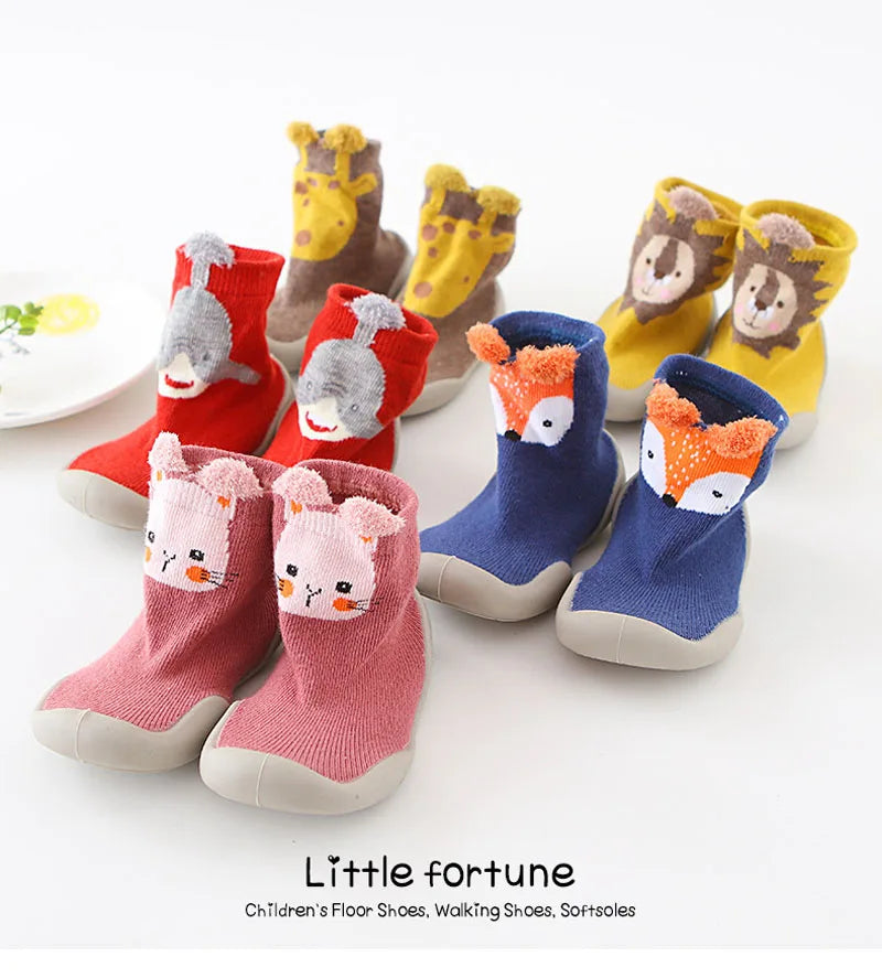 Zapatos de bebé Primeros pasos para niños pequeños Botas de punto para bebés y niñas Suela de goma suave antideslizante Zapatos informales de piso Descalzos
