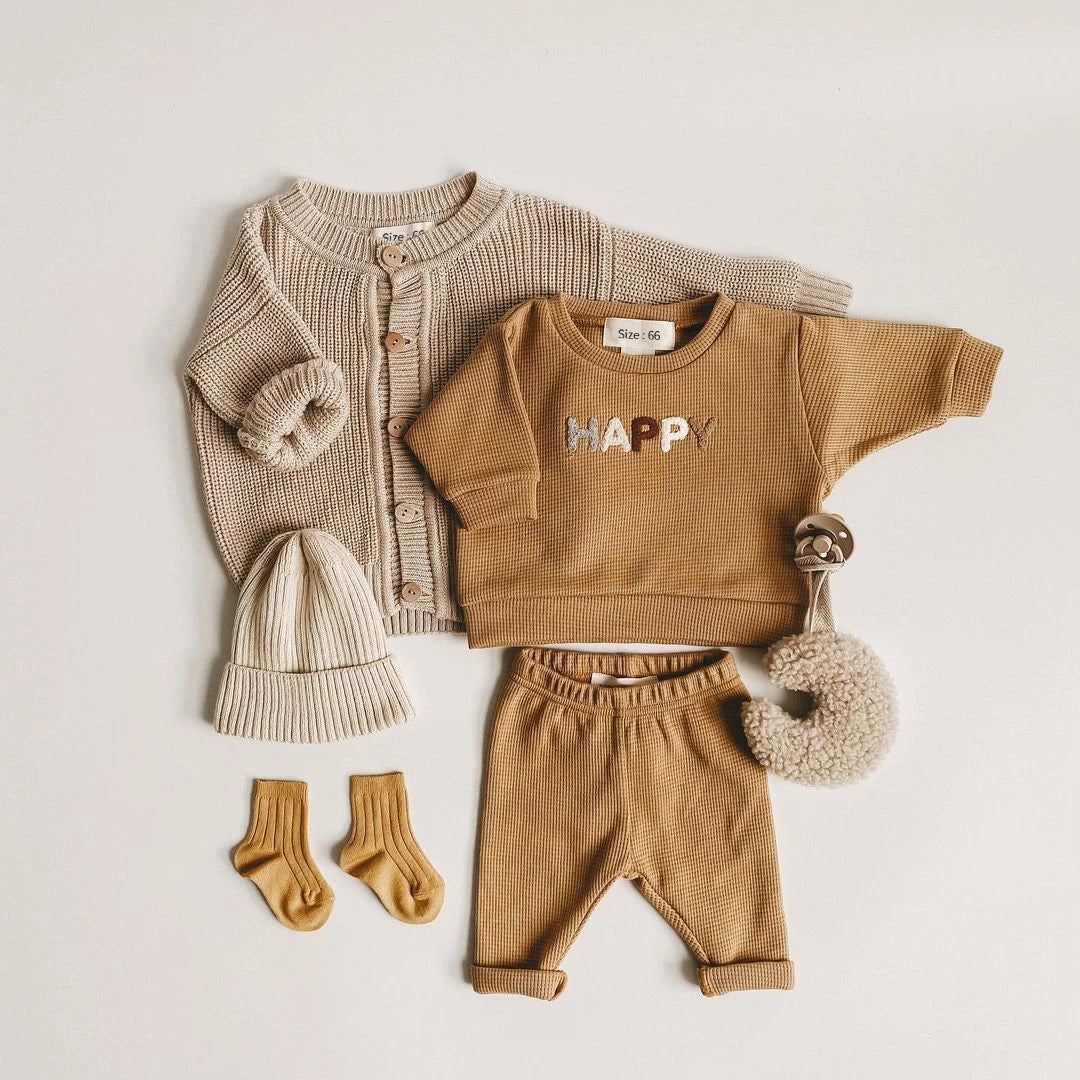 Frühlingsmode Aktiver Stil Babykleidungsset Neugeborenen-Sweatshirt- und Hosenanzug für Jungen und Mädchen