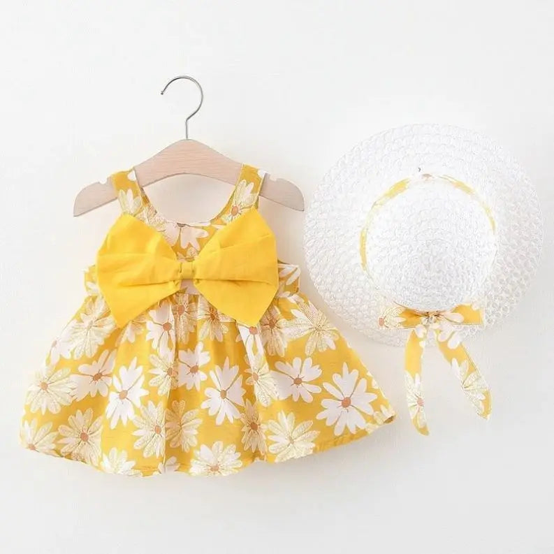 Sommerliches, ärmelloses Blumenkleid aus Baumwolle für Mädchen ODM Babykleidung mit Blumendekoration Kleinkinder Kinderkleidung