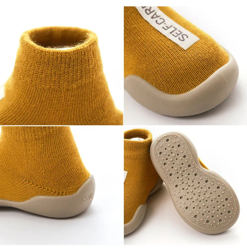 Zapatos de bebé Primeros pasos para niños pequeños Botas de punto para bebés y niñas Suela de goma suave antideslizante Zapatos informales de piso Descalzos