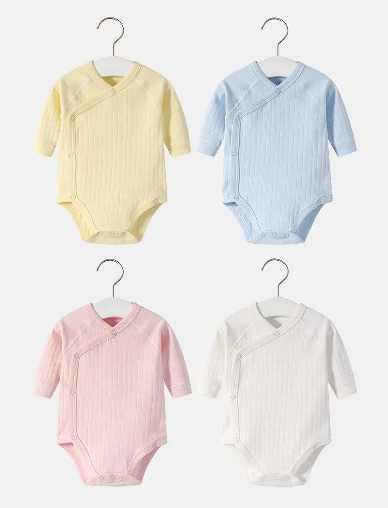 2pcs/lot Newborn Baby Clothes Rompers Cotton Infant Long Sleeves Autumn Girls Robe Solid Color Overalls Boys Ropa Bebe Clothing