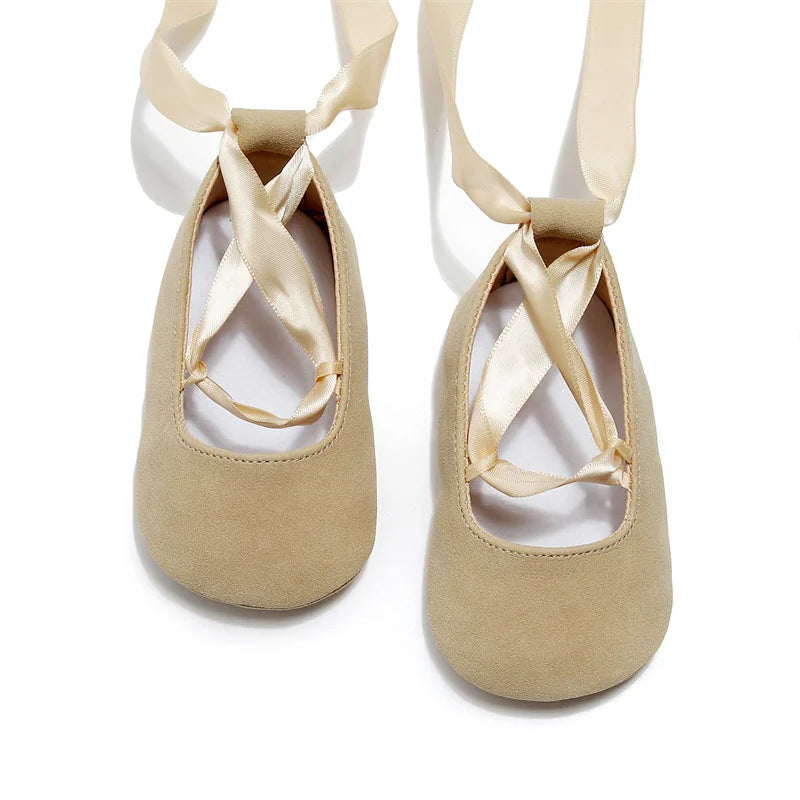 Fashion Newborn Baby Girl Shoes First Walkers Moccasins Cross Ribbon Princess Dance Soft Sole Infant Toddler Shoes Footwear