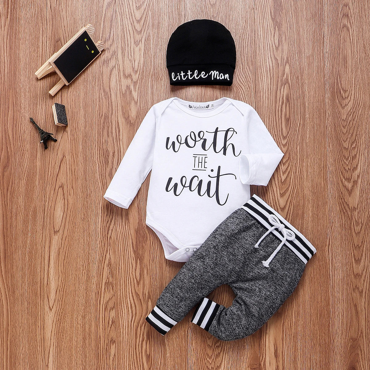 Conjuntos de ropa de algodón para bebés de 0 a 18 meses, recién nacidos, niños, mameluco de manga larga, pantalón, gorros, atuendo de 3 piezas, ropa de abrigo para bebé