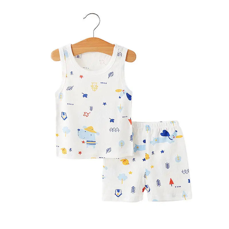 Hochwertiges Sommer-Shorts-Westen-Set aus 100 % Baumwolle für Neugeborene Mädchen und Jungen, hochwertige Babykleidung