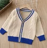 Boutique Long Sleeve Kids Cardigan Plain Color Knitwear Baby Clothing Warm Girl's Sweaters
