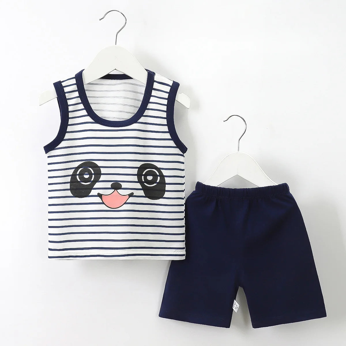 Ready Stock Boy's Summer Sleepwear Breathable Plaid T-Shirts Baby Clothing Sets with Factory Price
