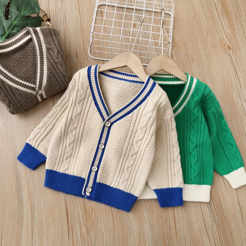 Boutique Langarm Kinder Cardigan Einfarbig Strickware Baby Kleidung Warme Mädchen Pullover
