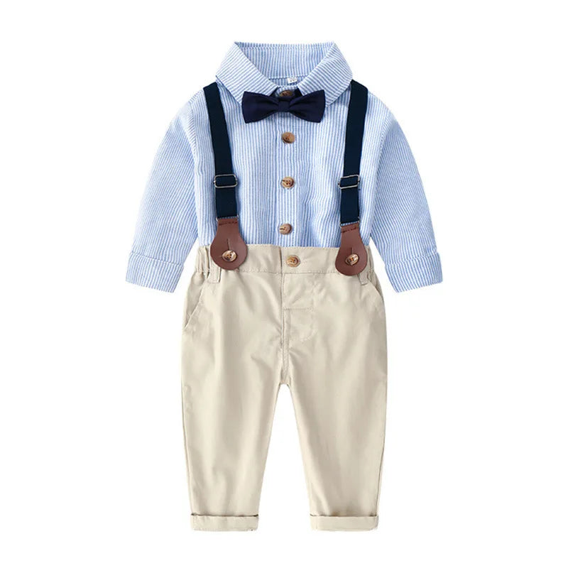 Frühlings Babykleidungssets für Jungen Neues Modell – Gestreifte Langarmshirts und lässige Baumwollhosen