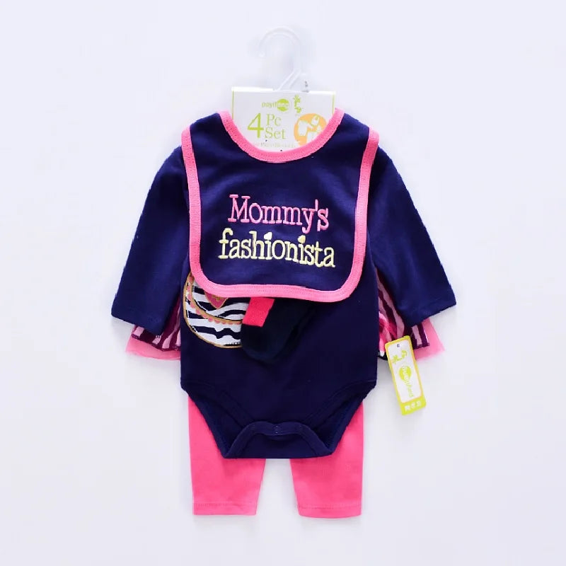Baby boy Clothes Suits newborn 4-pieces Set baby clothing girl Bodysuit pant t-shirt sock bib 5pcs sets bebes jumpsuits
