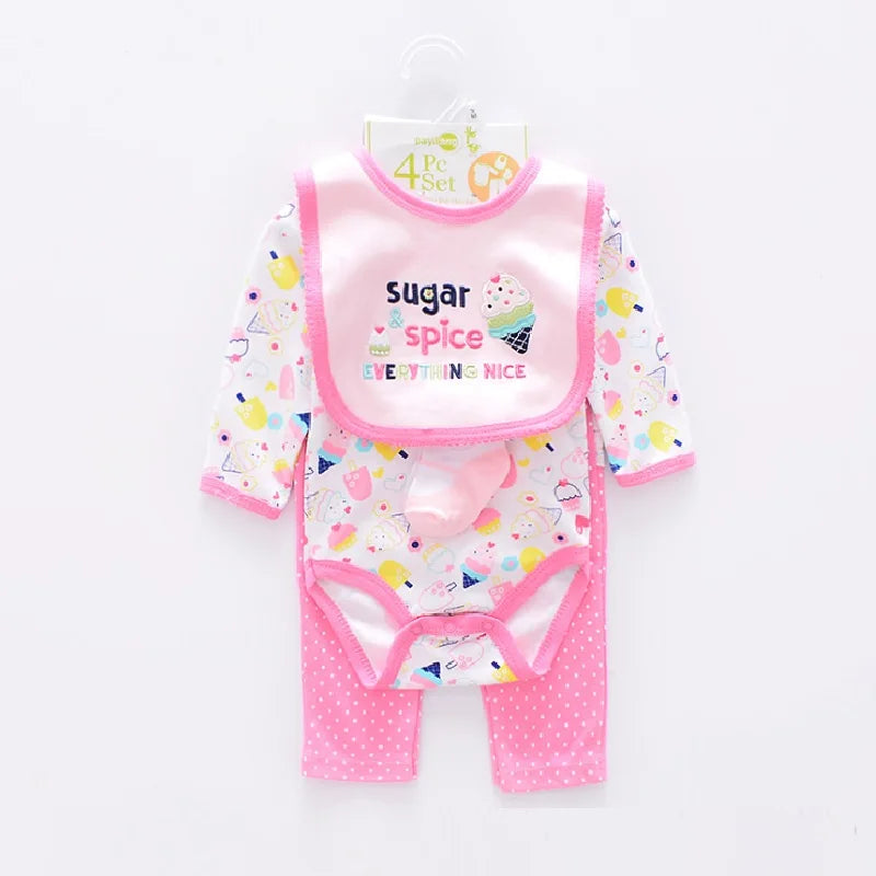 Baby boy Clothes Suits newborn 4-pieces Set baby clothing girl Bodysuit pant t-shirt sock bib 5pcs sets bebes jumpsuits