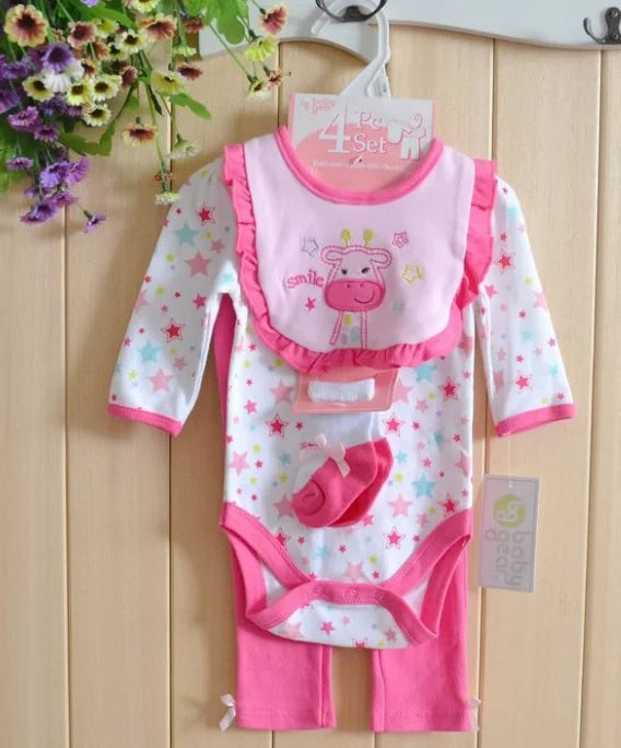 Baby boy Clothes Suits newborn 4-pieces Set baby clothing girl Bodysuit pant t-shirt sock bib 5pcs sets bebes jumpsuits