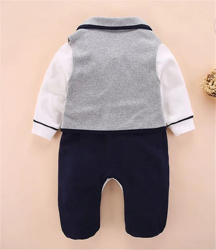 6-12 Monate Baby Jungen Strampler Weste Sets Mode Weiche Kleidung Für Jungen Frühling Herbst Baby Strampler Westen 2tlg Anzug Gentleman Kleidung