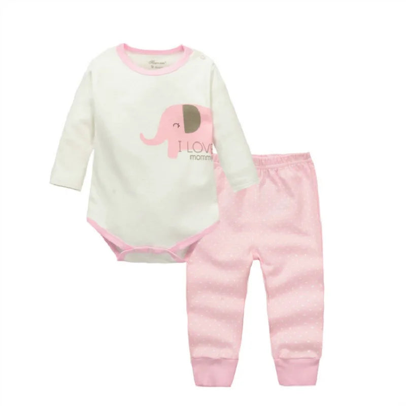 2pcs Per Set Baby Girls Boys Clothes Set Long Sleeve Rompers And Pants Clothing Sets Cartoon Cotton Infant Toddler Clothes