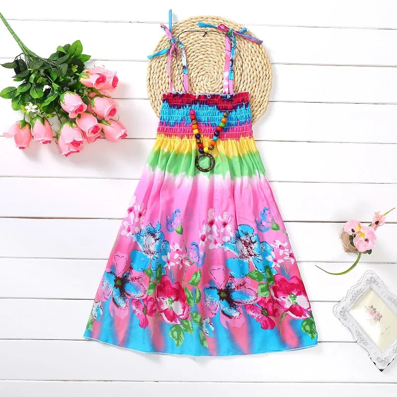 Summer Family Dress Mother and Daughter Matching Outfits Bohemian Beach Floral Sundress Dresses For Mom Girl Family Look Sets