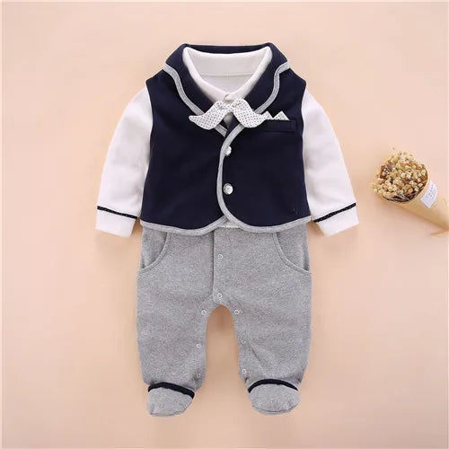 6-12 Monate Baby Jungen Strampler Weste Sets Mode Weiche Kleidung Für Jungen Frühling Herbst Baby Strampler Westen 2tlg Anzug Gentleman Kleidung