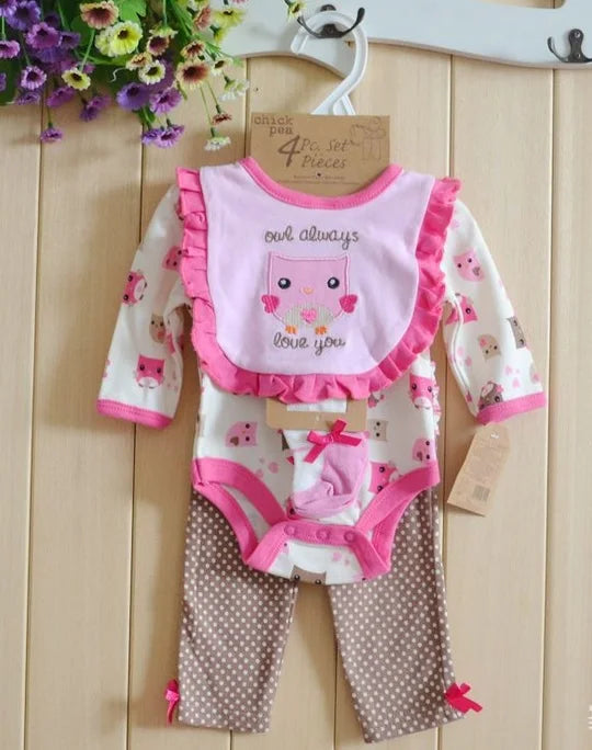 Baby boy Clothes Suits newborn 4-pieces Set baby clothing girl Bodysuit pant t-shirt sock bib 5pcs sets bebes jumpsuits