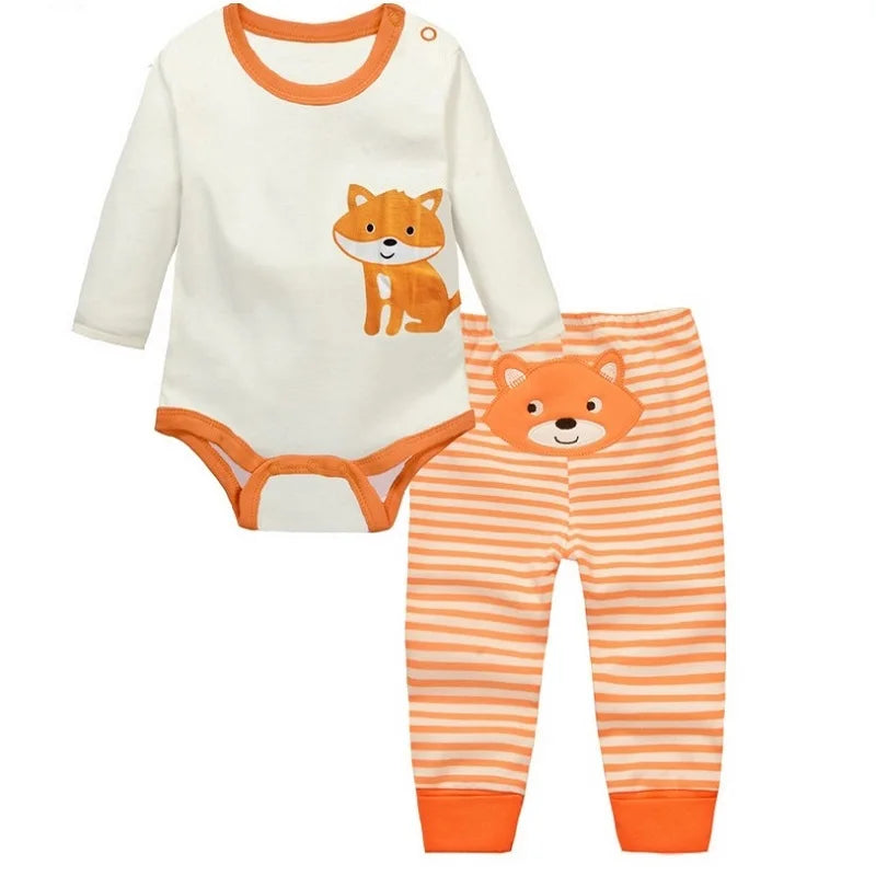 2pcs Per Set Baby Girls Boys Clothes Set Long Sleeve Rompers And Pants Clothing Sets Cartoon Cotton Infant Toddler Clothes
