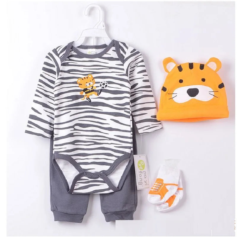 Baby boy Clothes Suits newborn 4-pieces Set baby clothing girl Bodysuit pant t-shirt sock bib 5pcs sets bebes jumpsuits