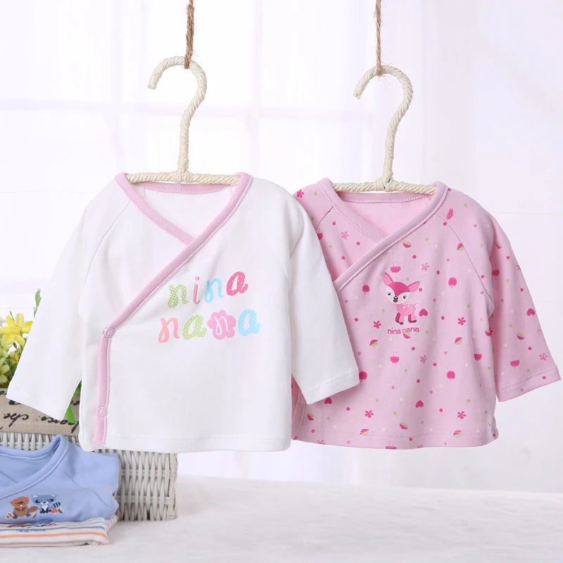 Ropa de bebé recién nacido ropa de manga larga camiseta ropa de bebé niño niña camiseta de niños camiseta de bebé de apertura frontal ropa