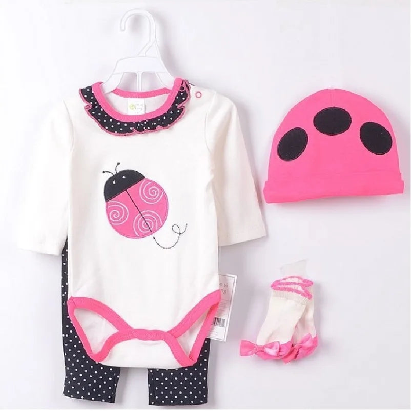 Baby boy Clothes Suits newborn 4-pieces Set baby clothing girl Bodysuit pant t-shirt sock bib 5pcs sets bebes jumpsuits