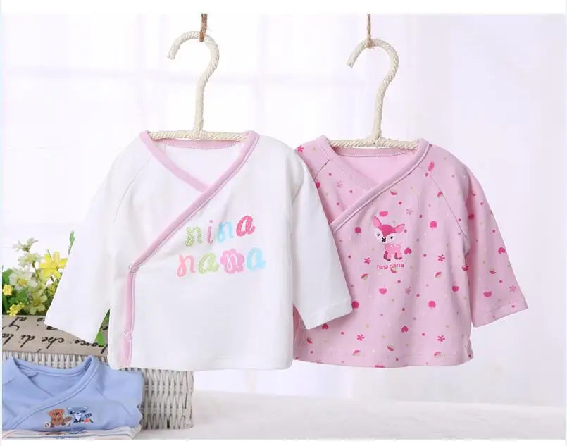 Ropa de bebé recién nacido ropa de manga larga camiseta ropa de bebé niño niña camiseta de niños camiseta de bebé de apertura frontal ropa