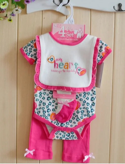 Baby boy Clothes Suits newborn 4-pieces Set baby clothing girl Bodysuit pant t-shirt sock bib 5pcs sets bebes jumpsuits