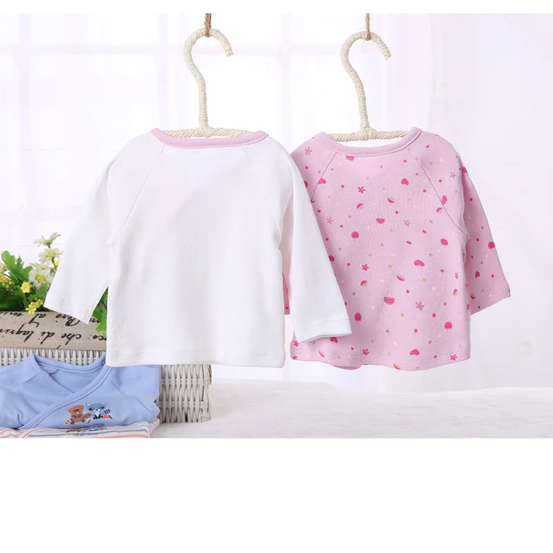Ropa de bebé recién nacido ropa de manga larga camiseta ropa de bebé niño niña camiseta de niños camiseta de bebé de apertura frontal ropa