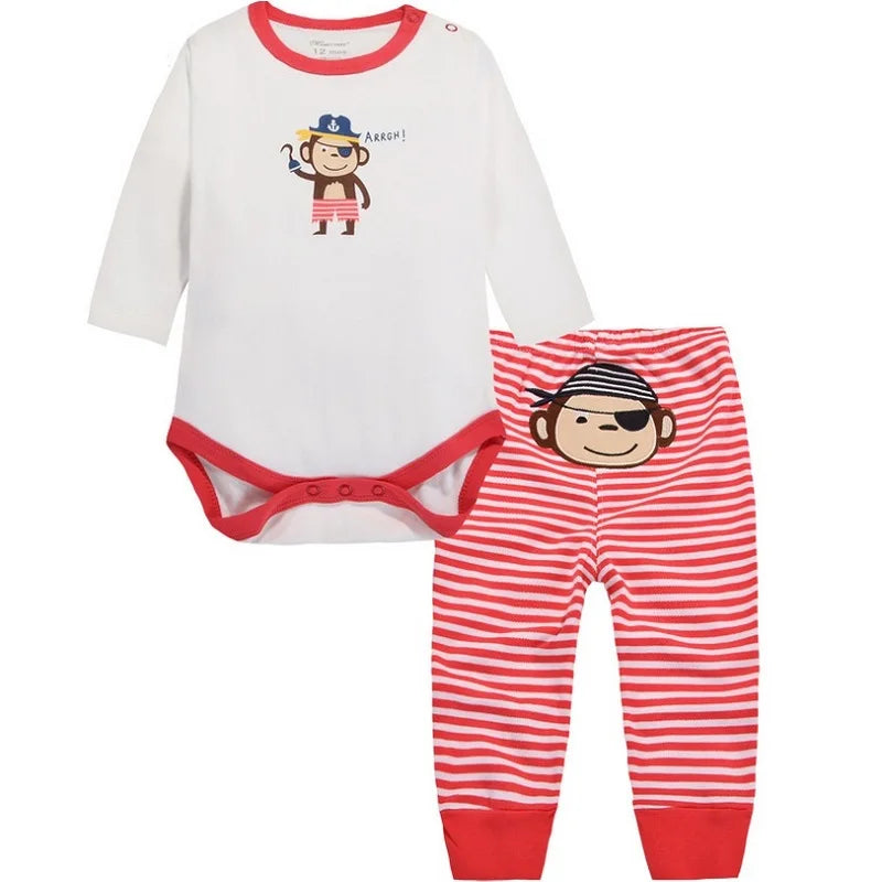 2pcs Per Set Baby Girls Boys Clothes Set Long Sleeve Rompers And Pants Clothing Sets Cartoon Cotton Infant Toddler Clothes