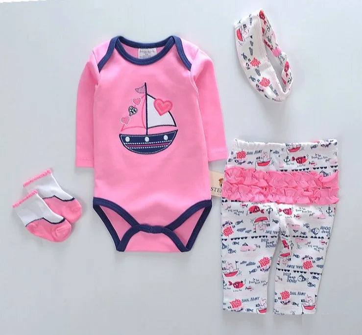 Baby boy Clothes Suits newborn 4-pieces Set baby clothing girl Bodysuit pant t-shirt sock bib 5pcs sets bebes jumpsuits