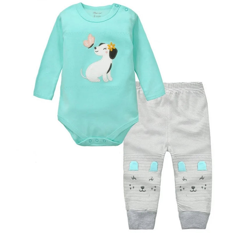 2pcs Per Set Baby Girls Boys Clothes Set Long Sleeve Rompers And Pants Clothing Sets Cartoon Cotton Infant Toddler Clothes